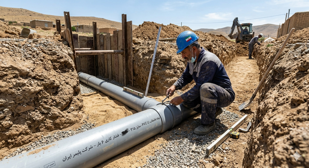 نصب لوله pvc برای کاربرد انتقال آب و فاضلاب